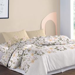 MYTRIDENT Green & White Pure Cotton Mild Winter Double King Bedding With 2 Pillow Covers-11