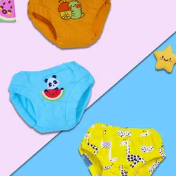 Snugkins Kids Pack Of 3 Printed Mid-Rise Pure Cotton Basic Briefs -SK11-BRIEF-SZ8-5-6Y-PK3-53