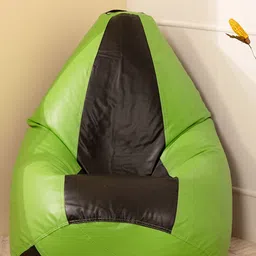 THREADVIBE LIVING Green & Black Double Shaded Teardrop Bean Bag With Bean-7