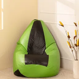 THREADVIBE LIVING Green & Black Double Shaded Teardrop Bean Bag With Beans-8