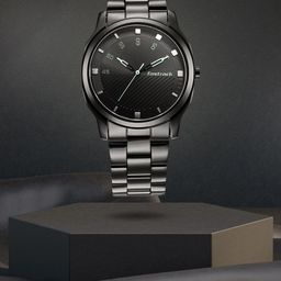 Fastrack Men Black Brass Dial & Steel Toned Stainless Steel Bracelet Style Straps Analogue Watch-image-82