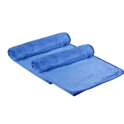 Aura  Set of 2 Blue Microfiber 300 GSM Absorbent UltraSoft Anti-Fade Bath Towel-11