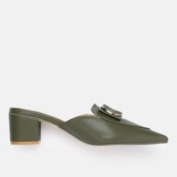 AXIUM Embellished Work Block Mules with Buckles image 4