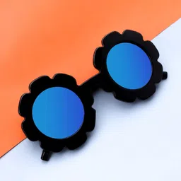 Spiky Unisex Kids Blue Lens & Black Round Sunglasses CTK167_BLK_ICM-97