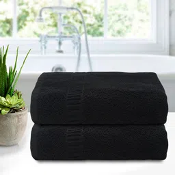 Kuber Industries Black Pack of 2 Soft Cotton 400 GSM Bath Towel-2