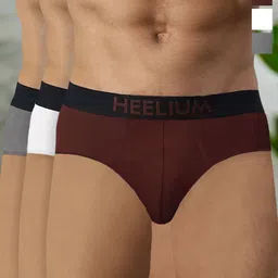 Heelium Men Pack Of 3 Bamboo Super Soft & Odour Free Comfort Fit Brief P3-BRIEF-DGWHTRED-picture-57