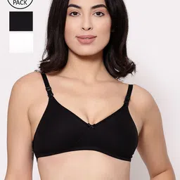 Inner Sense Black & White Set of 3 Solid T-shirt Sustainable  Bra ISB100-Black_Black_White-image-30