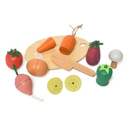 MiArcus Girls Set Of 10 Vegetable Cut Toy with Chopping Board and Knife Baby Play Set-16