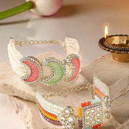 Zaveri Pearls Set Of 2 Kundan Gold-Plated Multistrand Bracelet-32