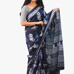 JALTHER Ethnic Motifs Printed Pure Cotton Saree-image-1