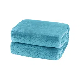 bsb home Turquoise Blue Ethnic Motifs Fleece AC Room 300 GSM Single Bed Blanket-89