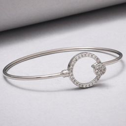 Voylla Women Silver & White Brass Cubic Zirconia Rhodium-Plated Bangle-Style Bracelet-42