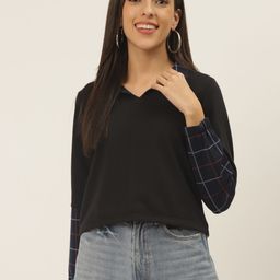 Belle Fille Women Black & Navy Blue  Solid Shirt Collar Sweatshirt-image-23