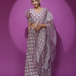 AKS Couture Floral Embroidered Thread Work Ready to Wear Lehenga & Blouse With Dupatta-picture-28