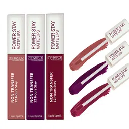 FORFOR Power Stay Set Of 3 Liquid Matte Lipstick-5mlEach-BerryWine-BridalMaroon-SandyNude-3
