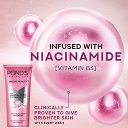 Ponds Bright Beauty Anti-Dullness Facewash with Vitamin B3, 200gm image 3