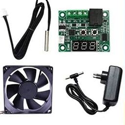 TechSupreme Combo for DIY Incubator W1209 12V DC Digital Temperature Controller Board + Temperature Sensor + 12V 2AMP Charger + 3 Inch Fan for DIY Incubator image 1
