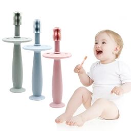 MOM Care Manual Silicone Baby Teether for Teething Gums, Soft Teething Brush with Textured Surface for Infants and Babies, Food Grade Silicone, Tooth Brush Design, (Random Color) image 1
