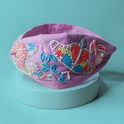 HAIR DRAMA COMPANY Women Lavender & Blue Beaded Hairband-image-82