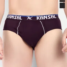 KANSAL Pack Of 3 Low-Mid Cotton Basic Briefs 3.CUT_1062_P3_MBC-image-5