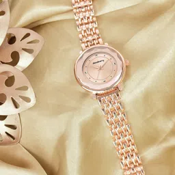 DressBerry Women Rose Gold Textured Dial Analogue Watch HOBDB-301-RG-14