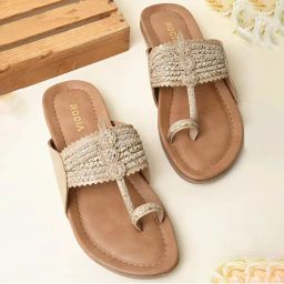 ROCIA Beige Women Kolhapuri Flats-picture-9