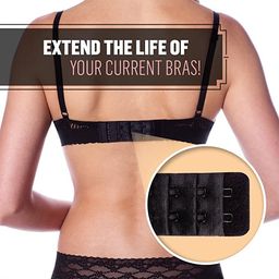 lpx � Bra Hook Extender-2 Hook - 3 Rows (with Extra Elastic) Save Your Bra Increase Band Length-Bra Extensions (Black Pack of 6) image 2