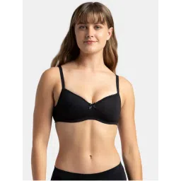 Jockey 1723 Wirefree Padded Cotton Elastane Medium Coverage T-shirt Bra - Black-picture-0