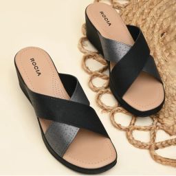 ROCIA Women Black Laser Cut Wedges Heels-picture-15