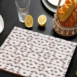 THE HOME CO. Grey & Brown Geometric Printed Rectangle Table Placemat-60