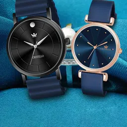 CRESTELLO Unisex Stainless Steel Dial Analogue His & Her Watch CRCM-028-137-BLUE-42