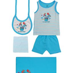TINY HUG Boys Blue & Off White Clothing Set-42