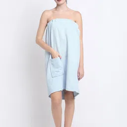 Creeva Luxury Women Blue 380 GSM Highly Absorbent Pure Cotton Bath Wrap Towel-image-11