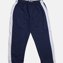 TINY HUG Boys Navy Blue Solid Slim-Fit Fleece Track Pants-73