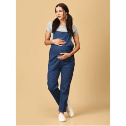 The Mom Store Elasticated Waist Blue Maternity Denim Dungaree-picture-1