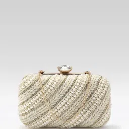 Fabbhue Women's Off-white Hand Embroidery Box Clutch with Detachable Strap-picture-23