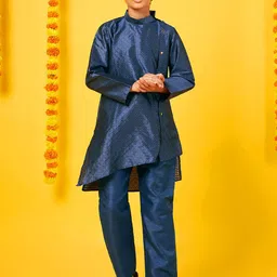 BonOrganik Boys Halter Neck Pure Silk Kurta With Pyjama-35