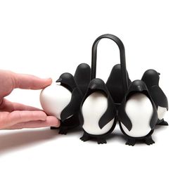 PUNO Penguin-Shaped Boiled Egg Cooker, 3-in-1 Cook, Store and Serve Egg Holder for Making Soft or Hard Boiled Eggs, Holds 6 Eggs for Easy Cooking and Fridge Storage. image 1