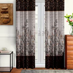 Cortina Brown & Silver-Toned 2 Pcs Quirky Long Door Curtains-40