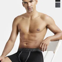 Jockey Pack Of 3 Ribbed Super Combed Cotton Trunks 8009-0305-BSTDS-40