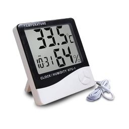 YOGITECH Measurement Room Temperature Device Meter Humidity Monitor HTC-1 Incubator with Rest Stand and Accurate Indoor LCD Thermometer Display & wall Mount Clock (white) image 1