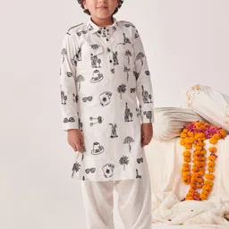 pspeaches Boys Ethnic Motifs Printed Regular Kurta with Pyjamas-17