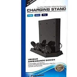 New World Vertical Stand Cooling Fan for PS4 - USB Hub Controller Charging Dock All in One for Fat, Slim, Pro Gaming Console image 1