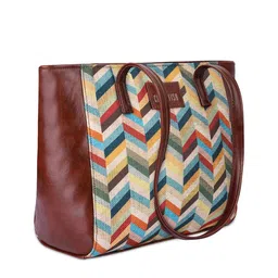 THE CLOWNFISH Geometric Printed Structured Tote Bag image 3
