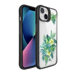 DailyObjects Black & Green Ferns & Flowers Printed iPhone 13 Mini Back Case-17