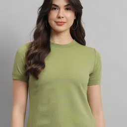 Cation Green Round Neck Knitted Styled Back Top-picture-33