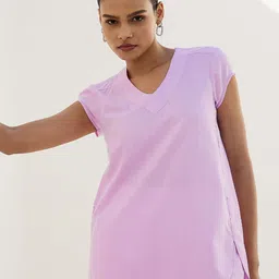 SALT ATTIRE V Neck Short Cap Sleeves Cotton Styled Back Top-image-35