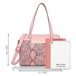Lavie Pyth Viga Pink Snake Skin Textured Structured Handheld Bag image 5