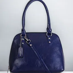 Mast & Harbour Navy Blue Textured Structured Shoulder Bag-46