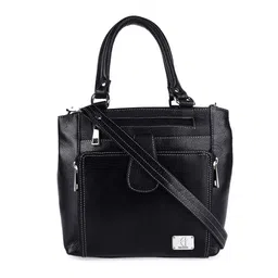 HiLEDER  Women Black Leather Structured Handheld Bag-28